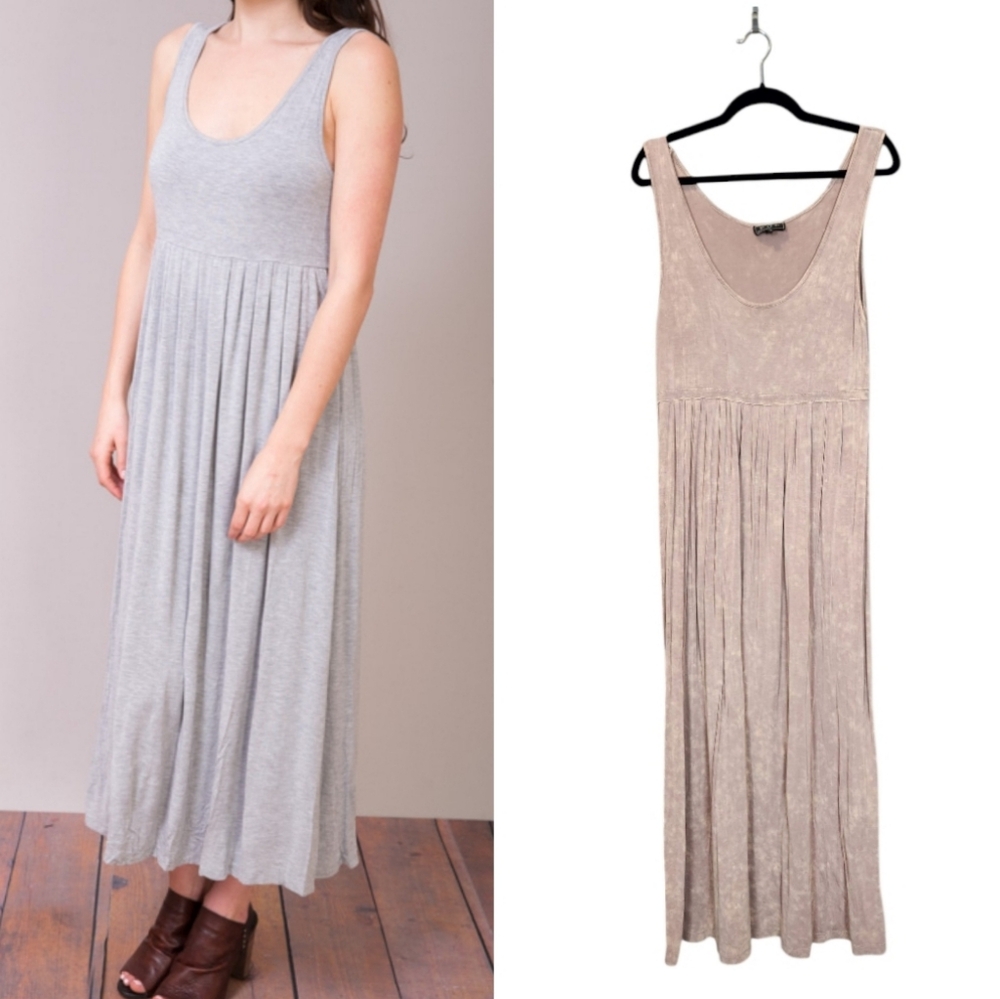 POL Scoopneck‎ Maxi Sleeveless Dress In Tan Size Large